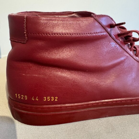 Common Projects Burgundy Achilles Mid Size 44 (Made in Italy) - Picture 6 of 11